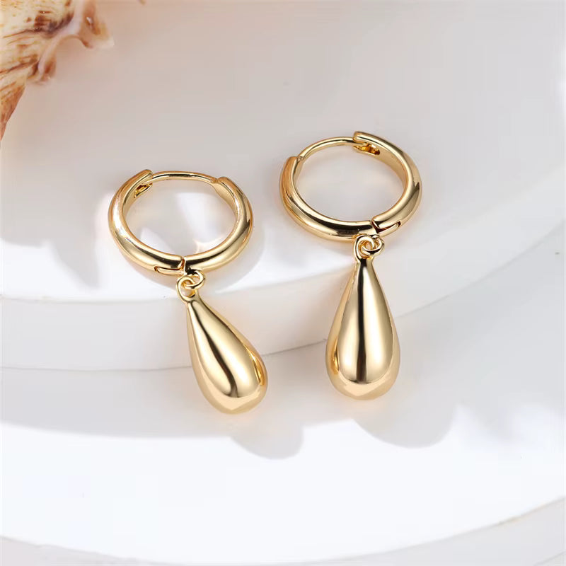 Gold-Tone Teardrop Dangle Huggie Hoop Earrings for Women