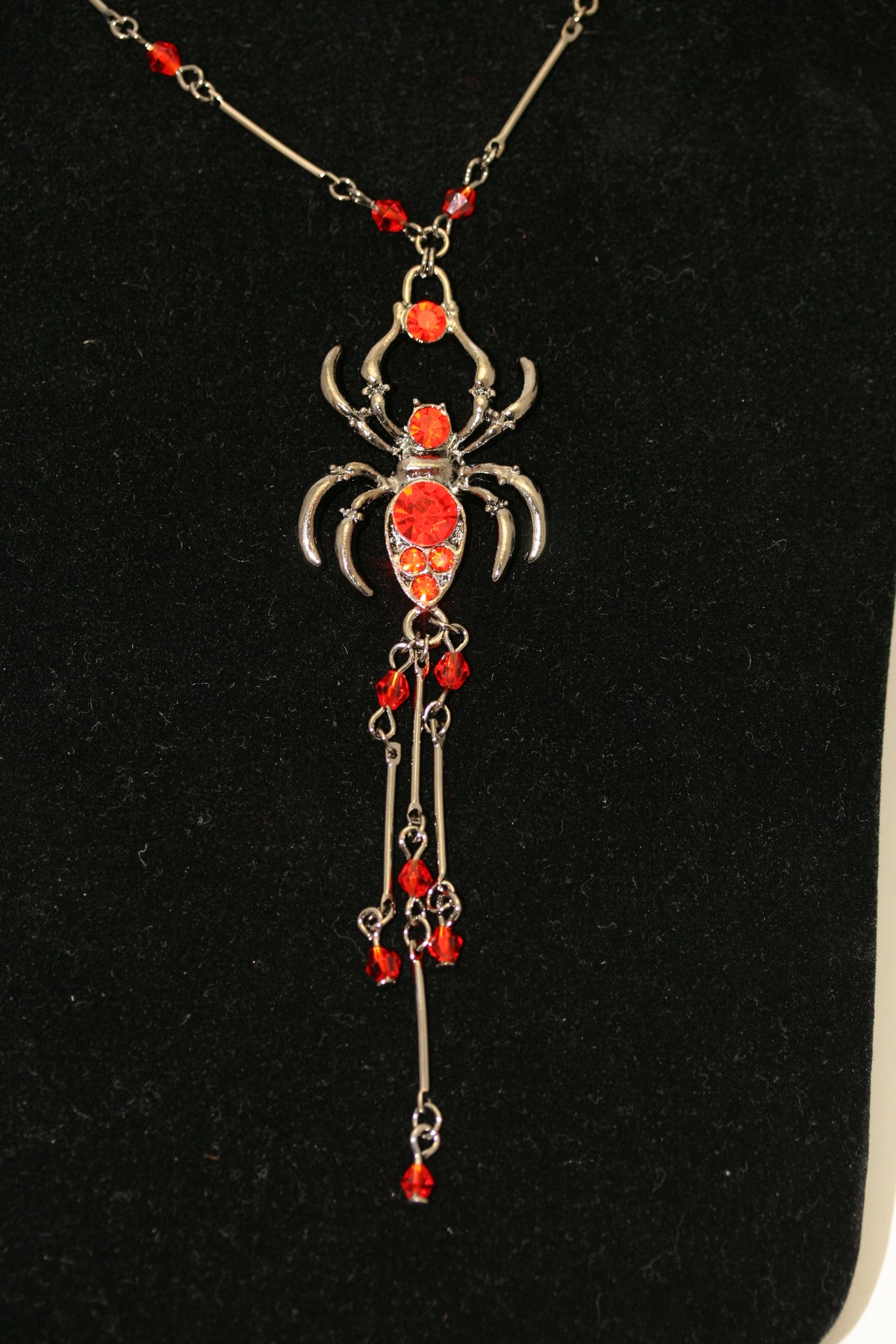 Orange crystal spider pendant necklace