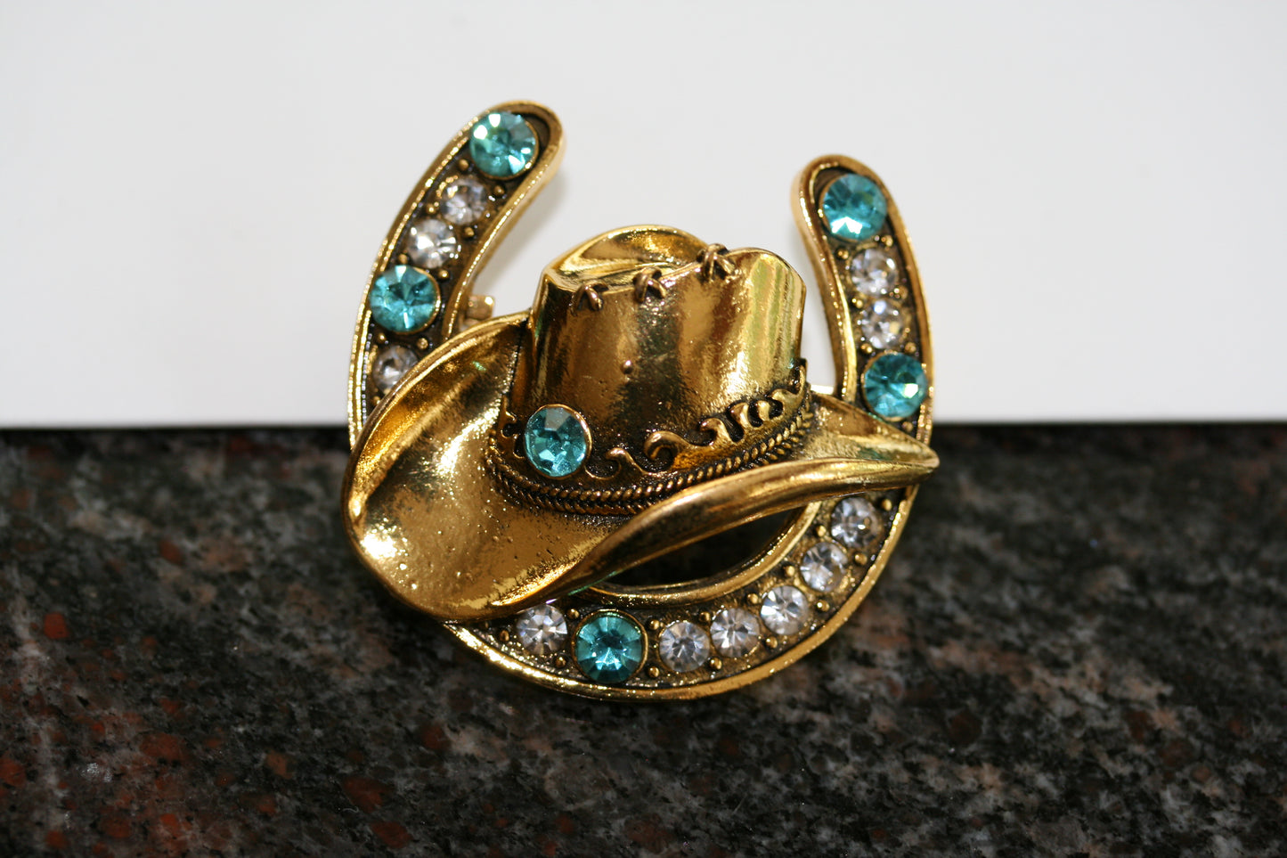 Just Love Jewels  Western Cowboy Hat Lucky Horseshoe Brooch special jewelry-Gift for cowgirls-