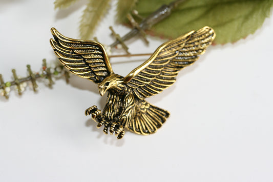 Vintage look gold plated flying eagle brooch  Gold Flying Eagle Pin Antique Eagle Pendant