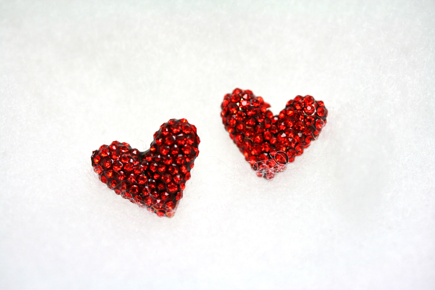 Gold Treasures Crystal Heart Stud Earrings, Rhinestone Red Heart Earrings, Valentine's Day Heart Earrings Jewelry Gift