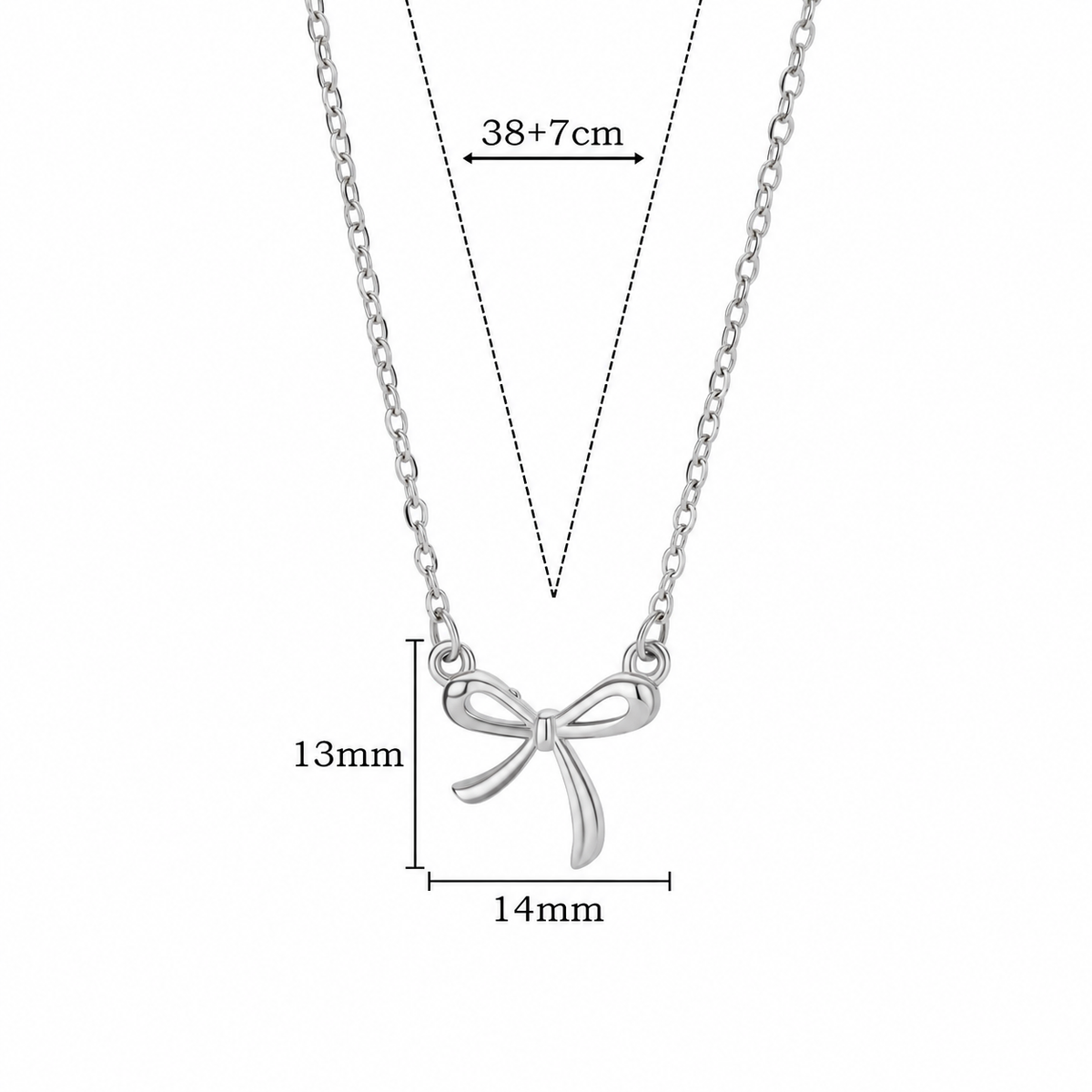Silver-Plated Stainless Steel Bow Necklace for Women – Dainty Ribbon Pendant