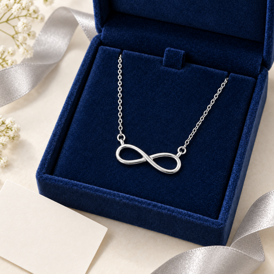 Silver-Plated Stainless Steel Infinity Pendant Necklace for Women – Minimalist Jewelry
