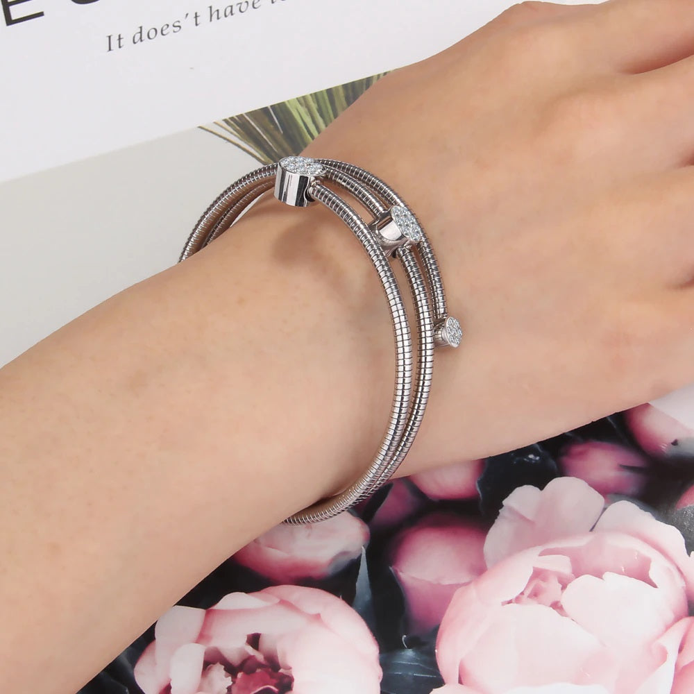 Just Love Jewels Stainless Steel Cable Wire Wrap Style Stacking Bangle Bracelet