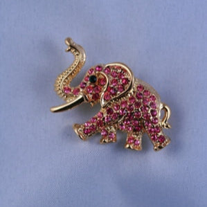 RHINESTONE ELEPHANT BROOCH! Adorable Animal Luck Pin, Crystal Animal Accessory Jewelry