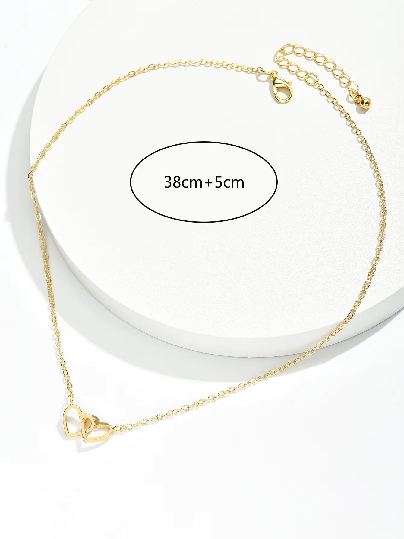 Double Heart Necklace for Women, Gold Tone Open Heart Pendant Necklace, Dainty Love Jewelry Gift