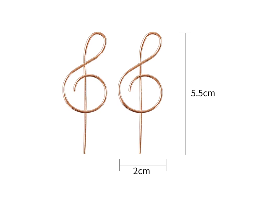 Unique Music Note Earrings, Gold Treble Clef Threader Earrings Music Jewelry