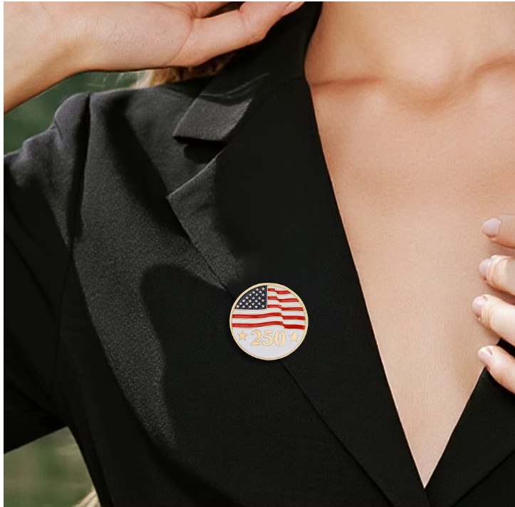 4PCS USA 250th Anniversary Tac Pin Set, American Flag Liberty Bell Patriotic Lapel Pins