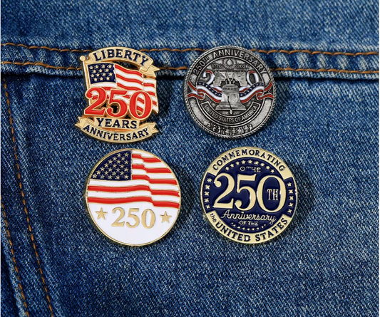 4PCS USA 250th Anniversary Tac Pin Set, American Flag Liberty Bell Patriotic Lapel Pins