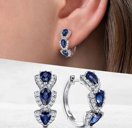 925 Sterling Silver Luxury Trendy Cubic Zirconia Hoop Earrings