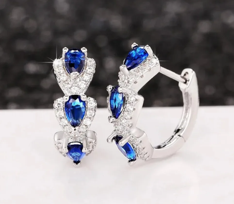 925 Sterling Silver Luxury Trendy Cubic Zirconia Hoop Earrings
