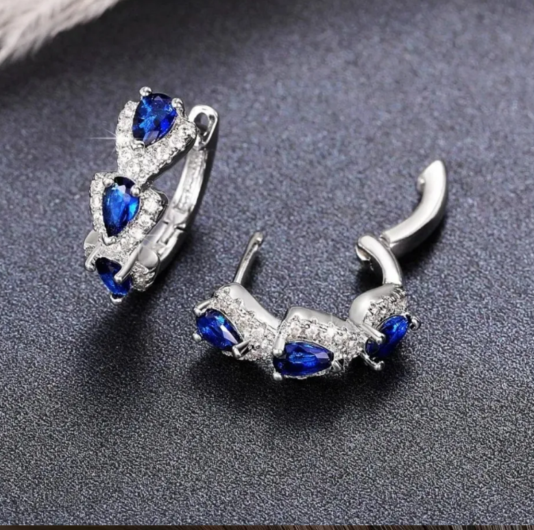 925 Sterling Silver Luxury Trendy Cubic Zirconia Hoop Earrings