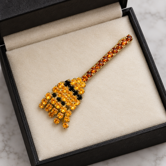 Broom brooch in gift box