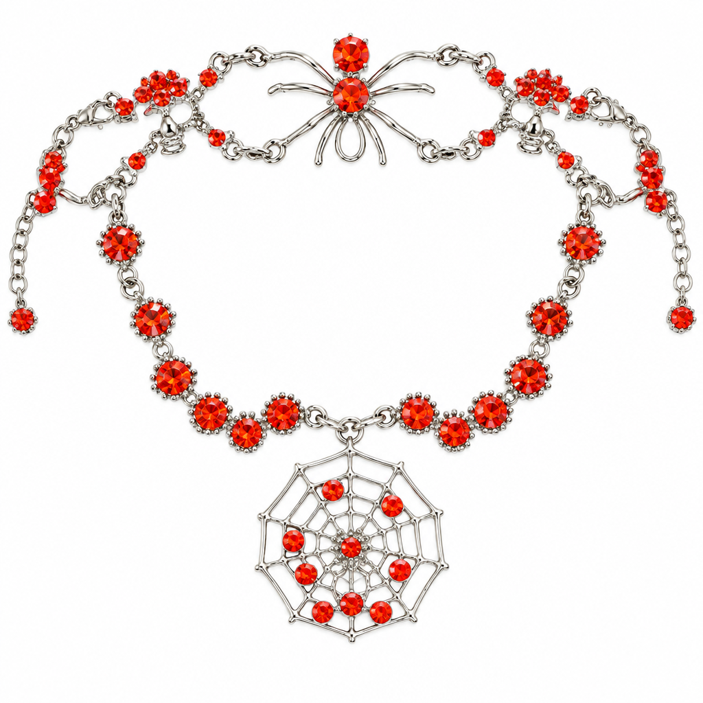 Spider web skull choker on white background