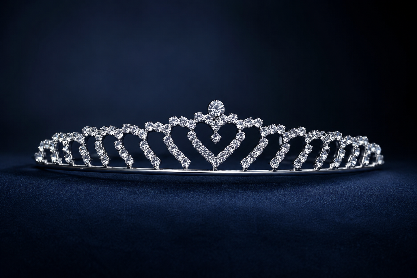 Silver Rhinestone Heart Tiara Headband – Sparkling Crystal Crown for Birthdays, Proms & Parties