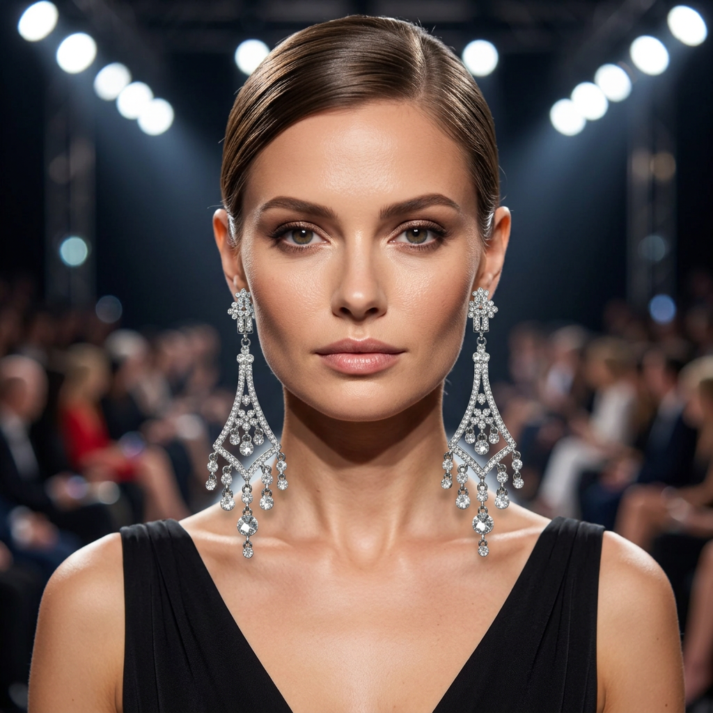 Fashion Show水晶耳环模特展示图