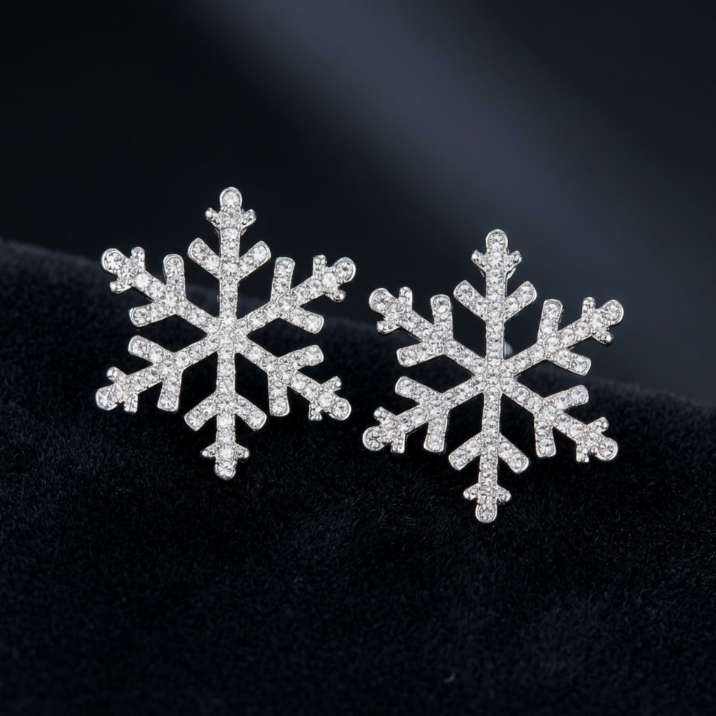 雪花耳饰深色背景商品照