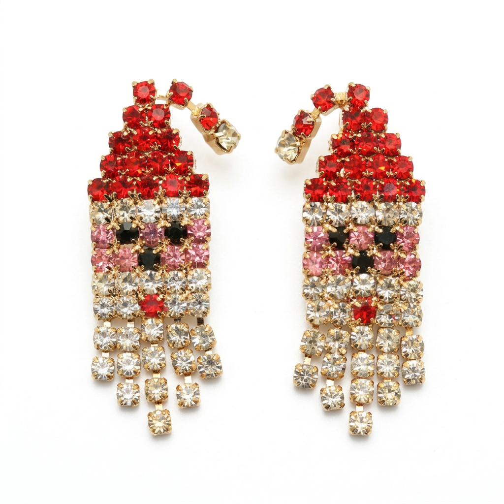 Santa earrings on white background