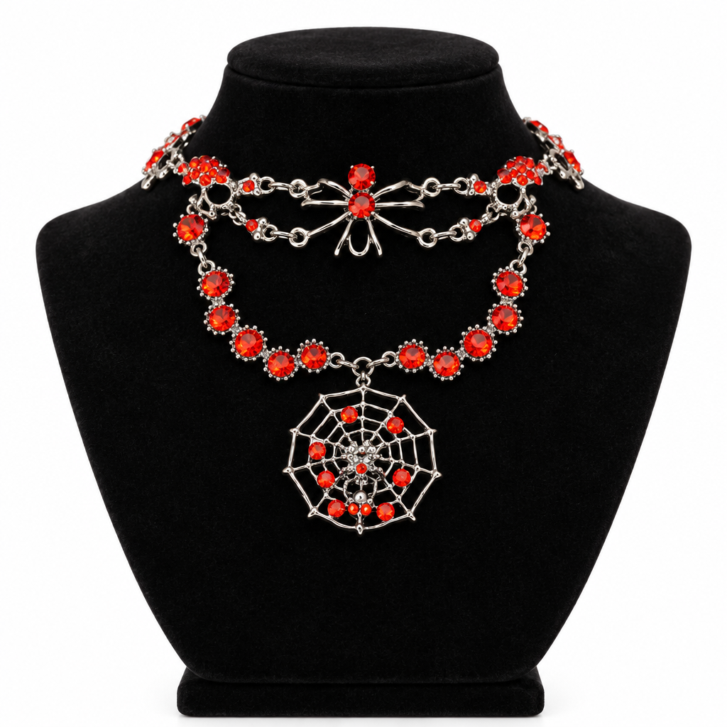 Choker on black velvet display stand