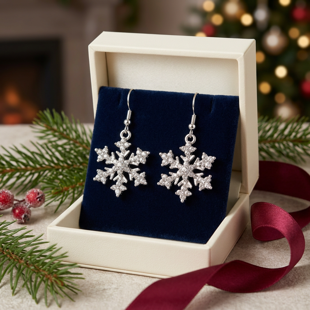 Snowflake earrings gift box display