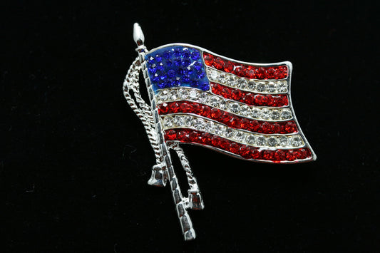 USA Flag Pin, Patriotic USA Flag Rhinestone Brooch Pin Flag Pendant, 4th July Independence US Flag Jewelry Gift