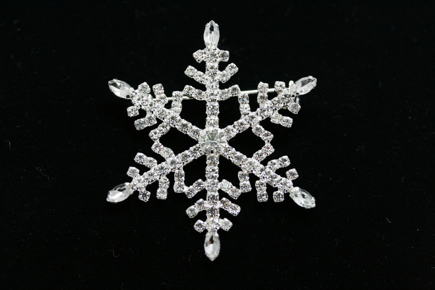Rhinestone Snowflake Christmas Pin Brooch & Pendant, Crystal Snowflake Jewelry Gift, Winter Holiday Jewelry Gift