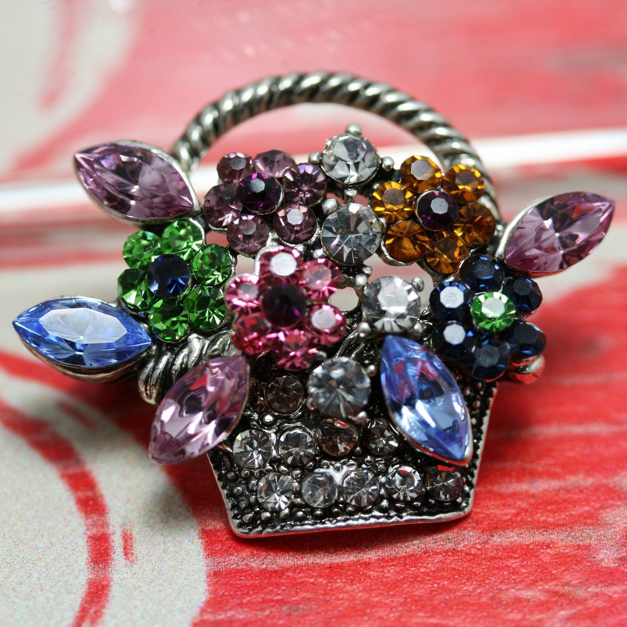 Multi-colored Rhinestone Floral Burst selling Brooch Pin