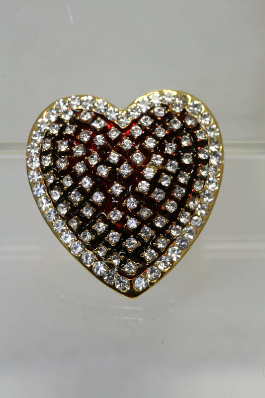 Valentine’s Day Ruby Red Rhinestone Heart Brooch Pin, Valentine's Day Jewelry Gift For Her, Fashion Jewelry