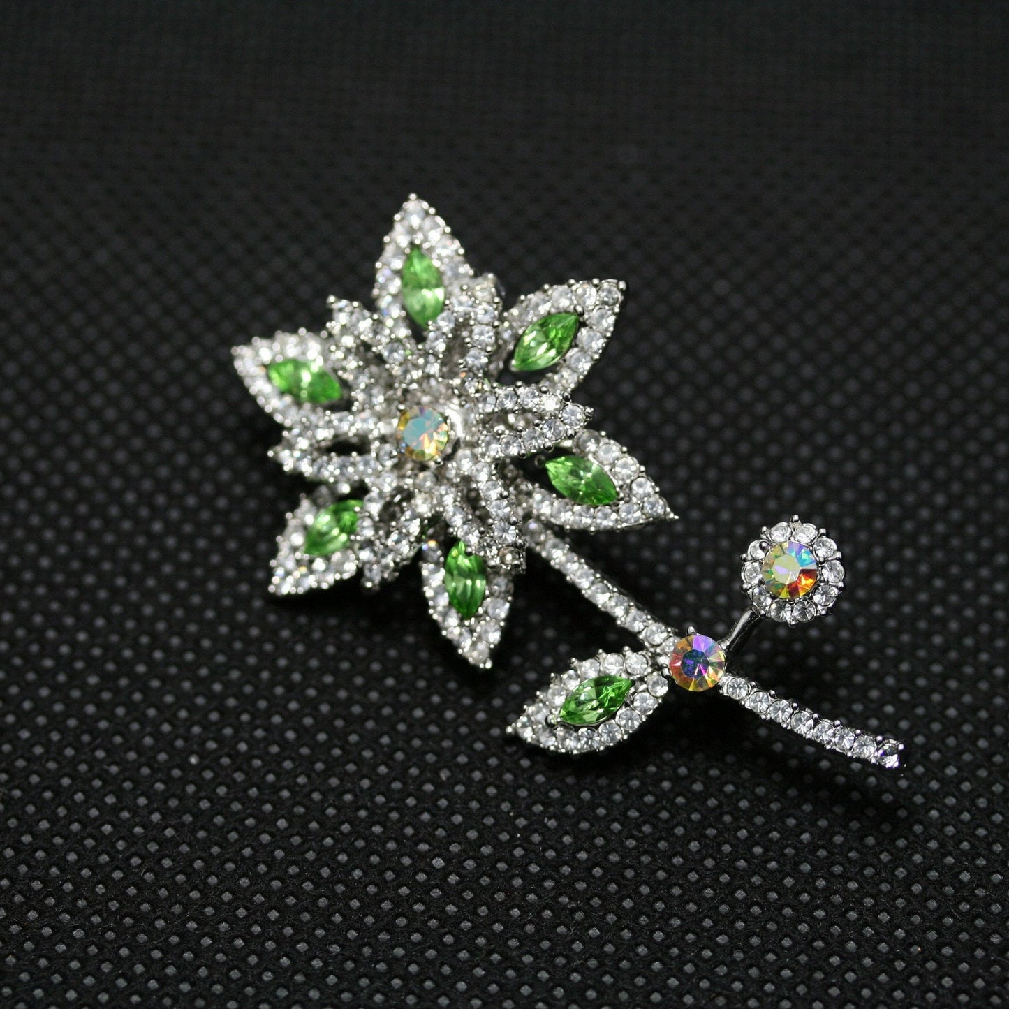 Vintage Rhinestone Daisy Flower Brooch Pin, Crystal Flower Brooch Pin