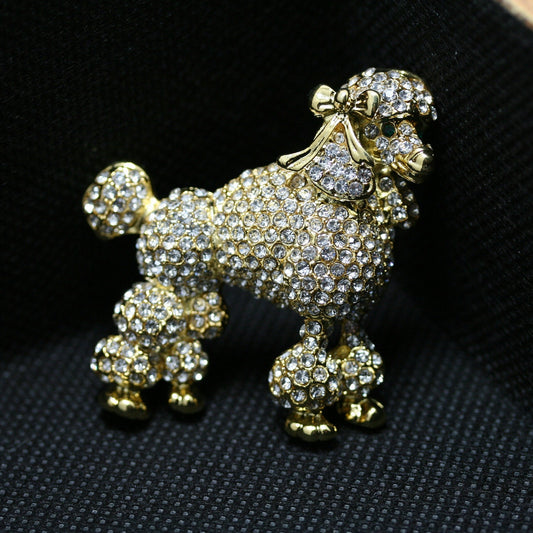 Rhinestone Crystal Poodle-Dog-Puppy Pin Brooch