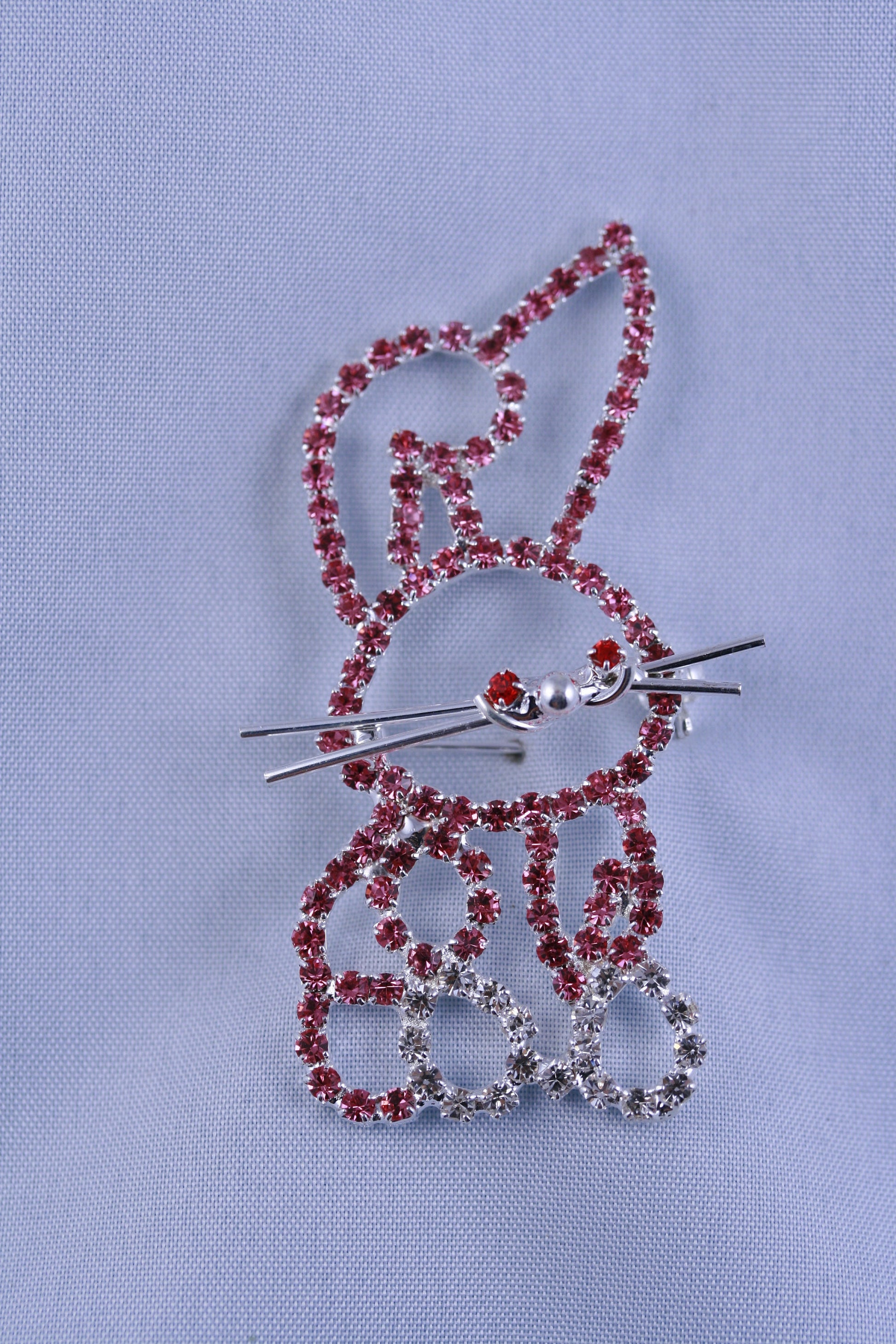 Pink Rhinestone Crystal Easter Rabbit Bunny Pin Brooch, Cute Bunny Pin, Easter Jewelry GIft