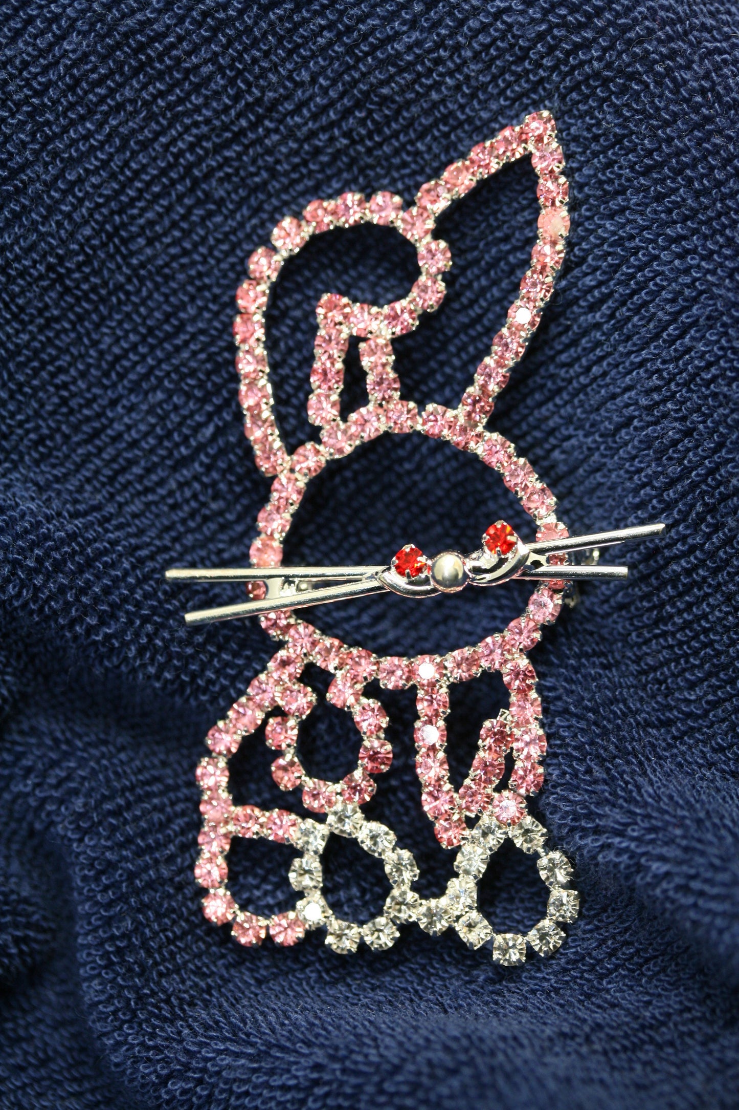 Pink Rhinestone Crystal Easter Rabbit Bunny Pin Brooch, Cute Bunny Pin, Easter Jewelry GIft