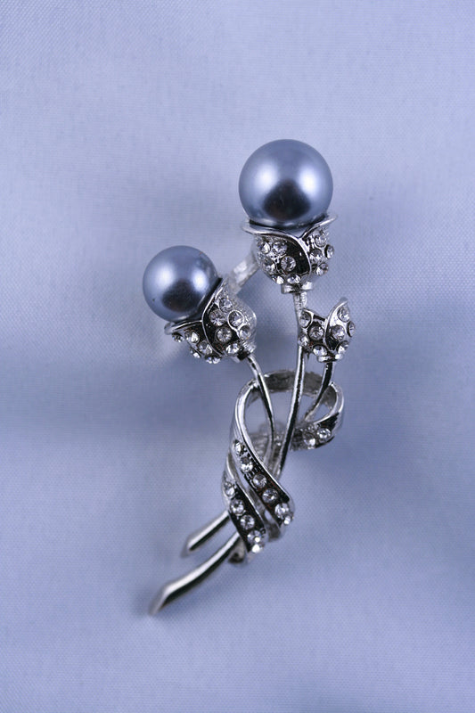 Faux Pearl Flower Rhinestone Brooch Flower Pin Valentine's Day Jewelry Gift, Embellishment Fashion Accessories