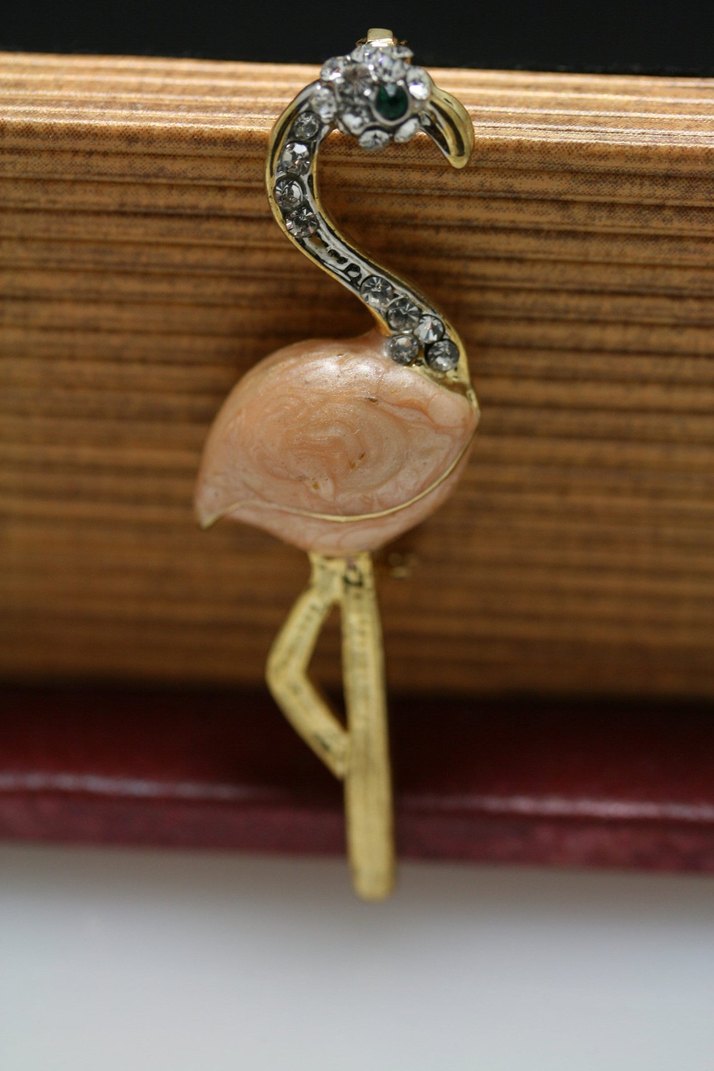 Vintage Pink Flamingo Rhinestone Crystal Pin Brooch, Pink Flamingo Brooch Pin