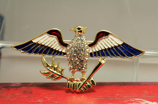 Coro Large Vintage Patriotic Eagle USA Figural Pin Brooch 4th July Patriotic Jewelry Gift