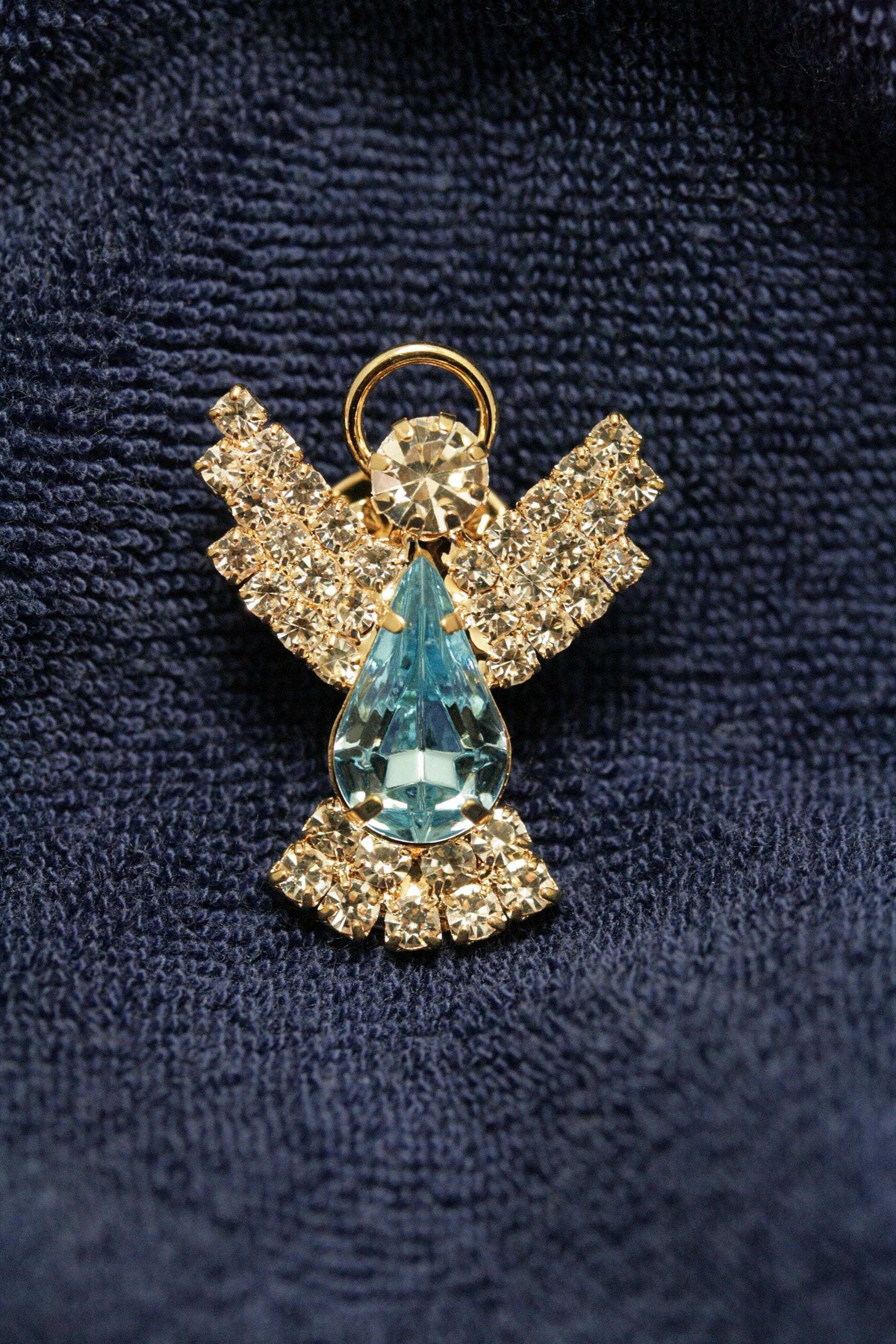 Rhinestone Halo Angel Tac Pin Brooch, Crystal Angel Push pin