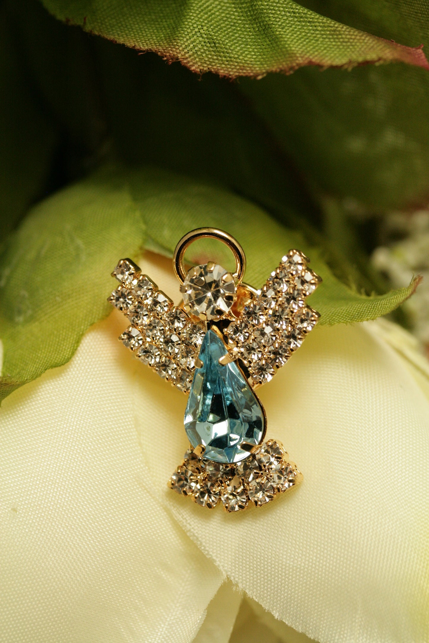 Rhinestone Halo Angel Tac Pin Brooch, Crystal Angel Push pin