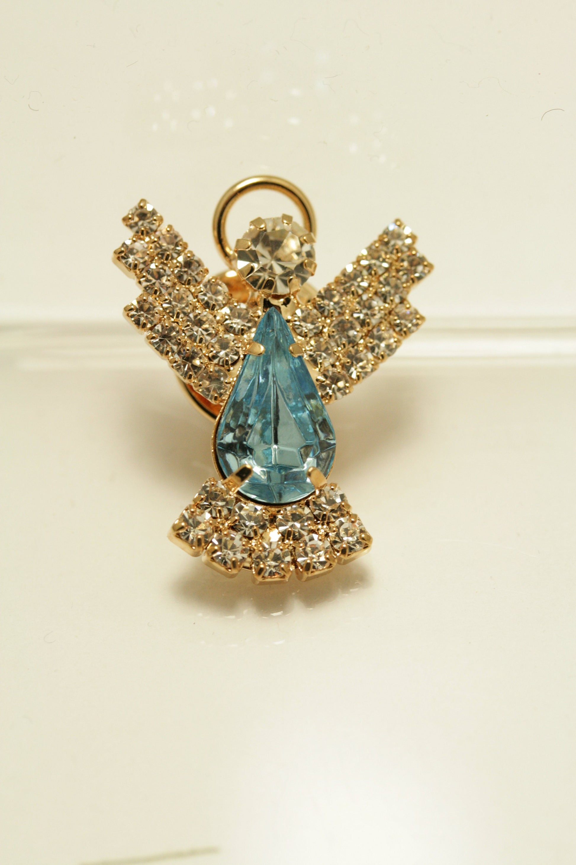 Rhinestone Halo Angel Tac Pin Brooch, Crystal Angel Push pin