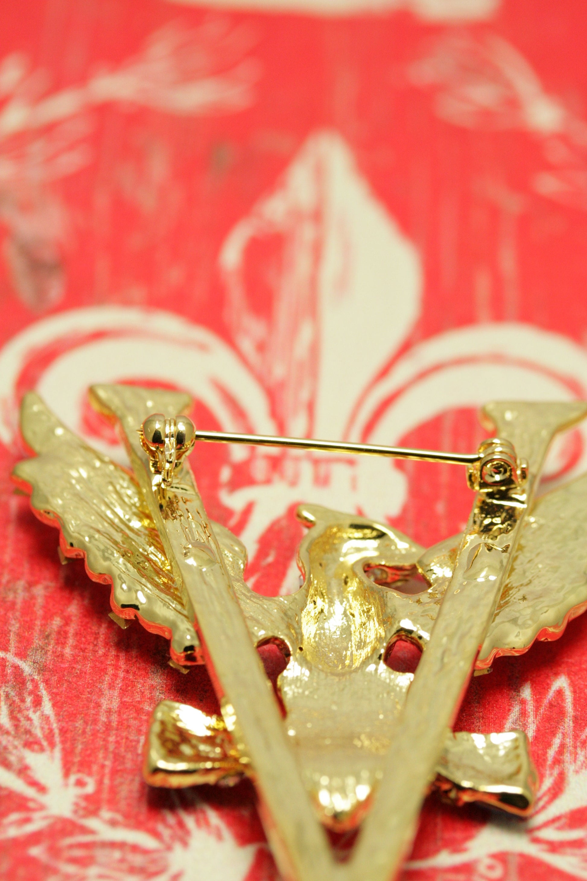 Rhinestone Patriotic 4th July Red White Blue USA Eagle V Pin Brooch, USA Eagle Brooch