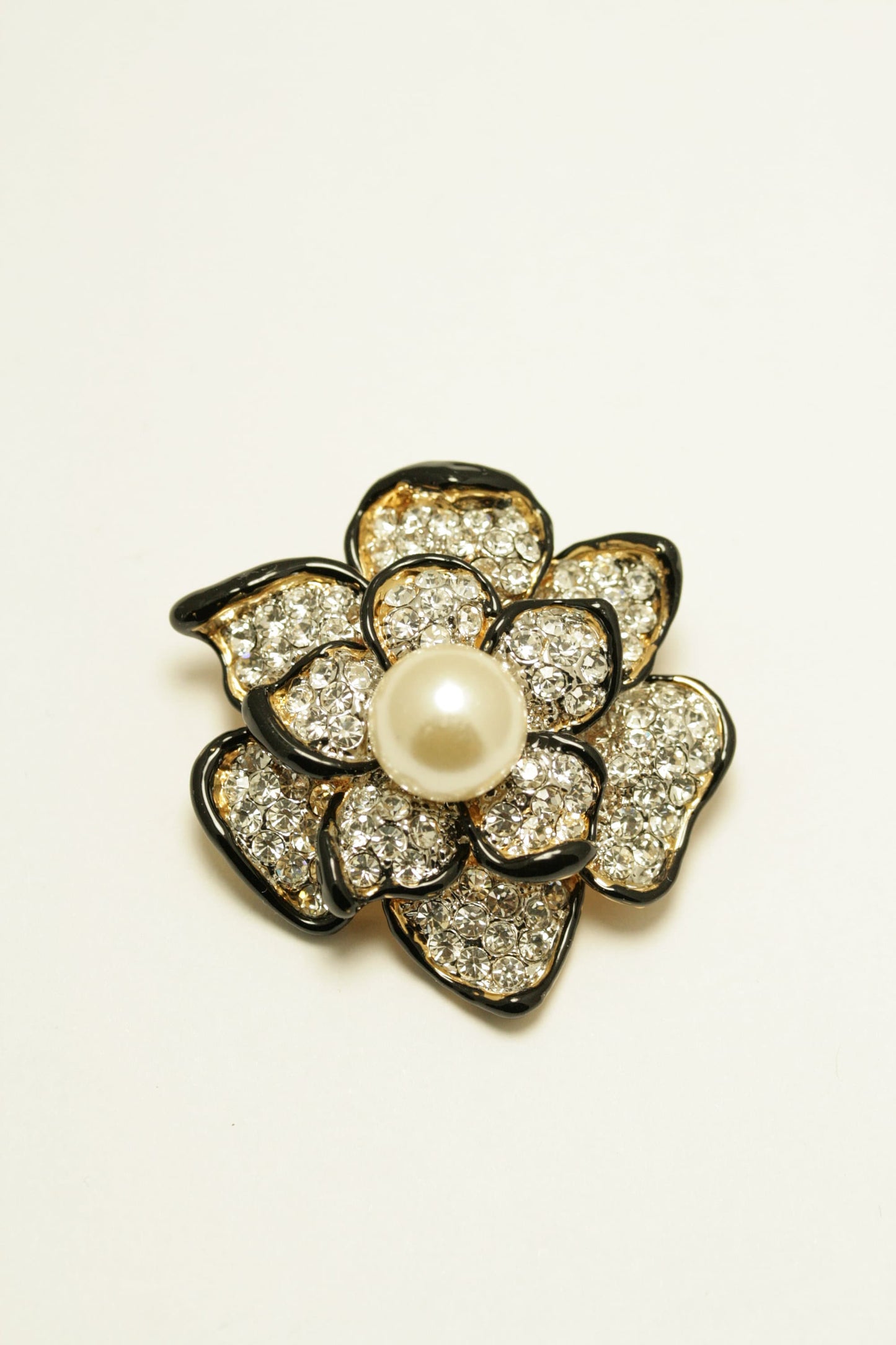 Vintage Pearl Rhinestone Flower Brooch Pin Silver-plate Alloy Faux Diamond Broach costume party dress Pin
