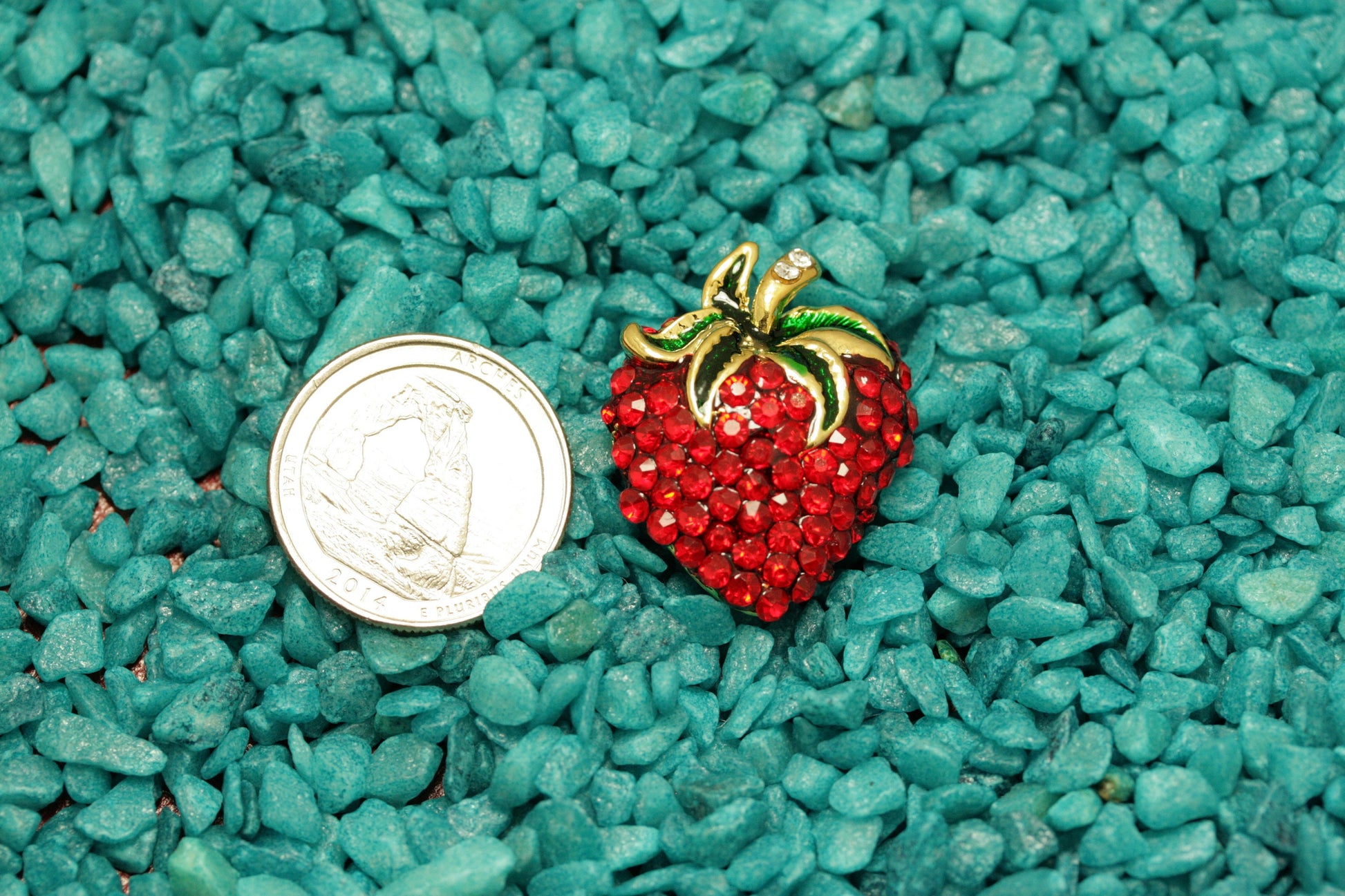 Rhinestone Strawberry Fruit Pin Brooch & Earrings Set, Red Ruby Crystal Strawberry Jewelry Set, Strawberry Festival Gift