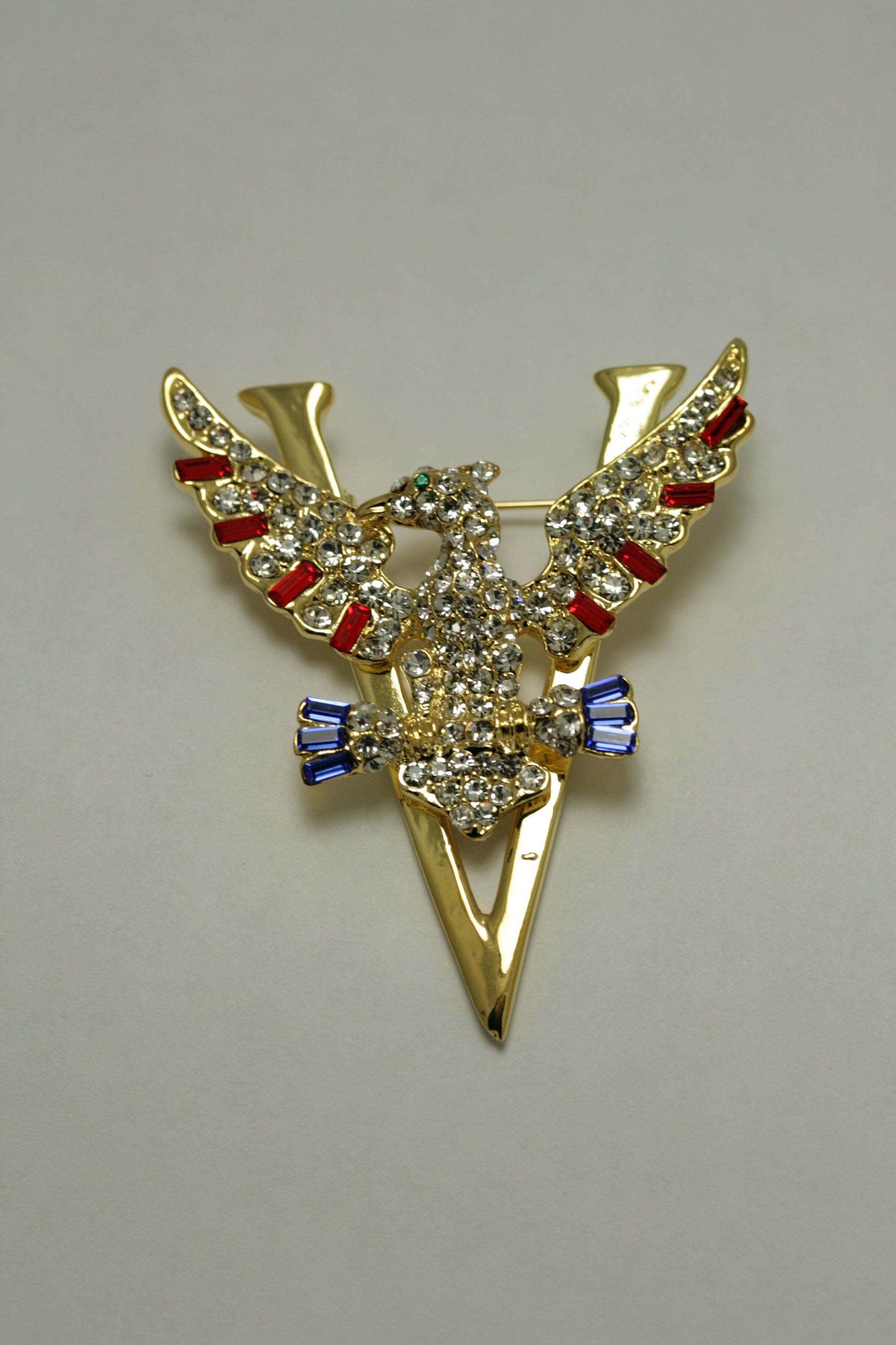 Rhinestone Patriotic 4th July Red White Blue USA Eagle V Pin Brooch, USA Eagle Brooch
