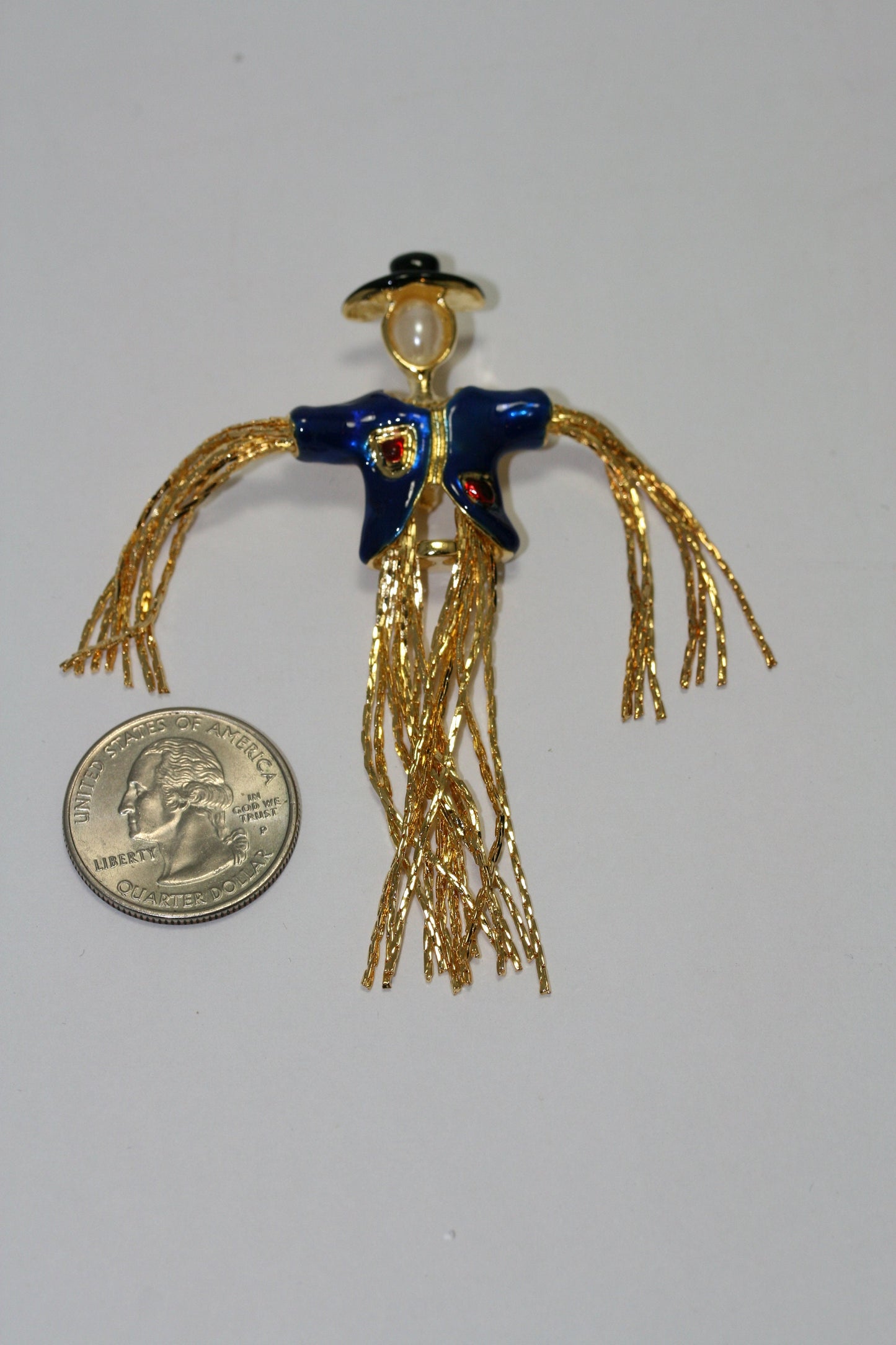Moves Halloween Scarecrow With Pearl Pin Brooch