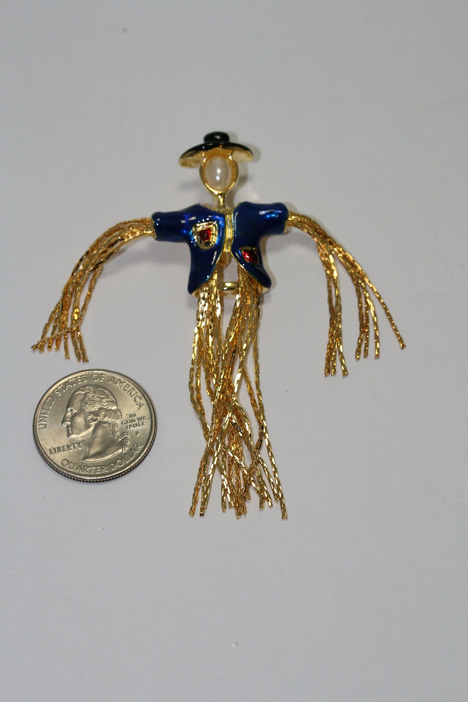 Moves Halloween Scarecrow With Pearl Pin Brooch