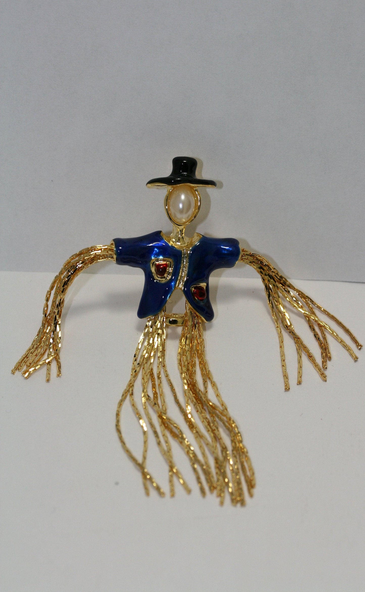 Moves Halloween Scarecrow With Pearl Pin Brooch