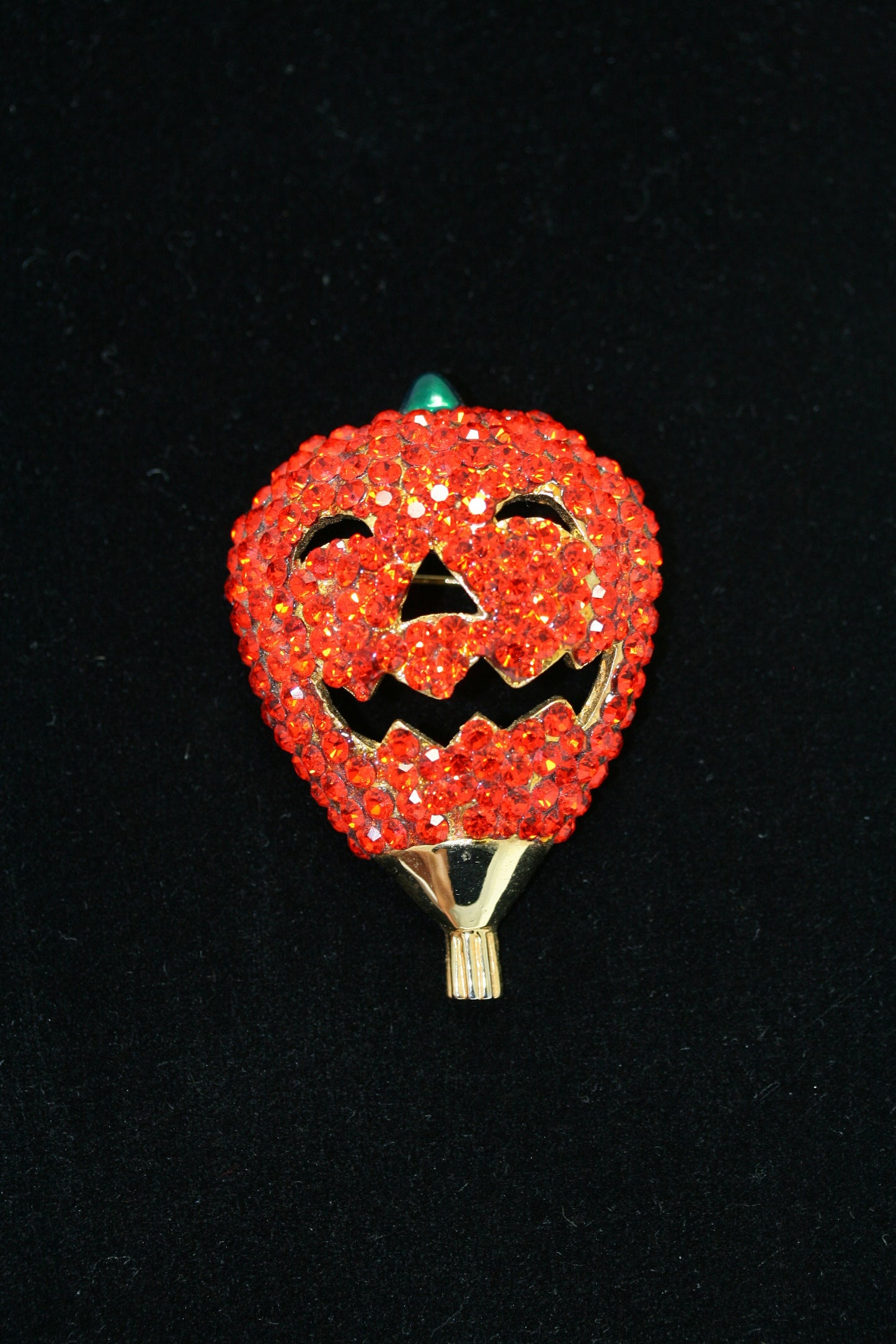 Rhinestone Orange Crystal Pumpkin Halloween Brooch Pin