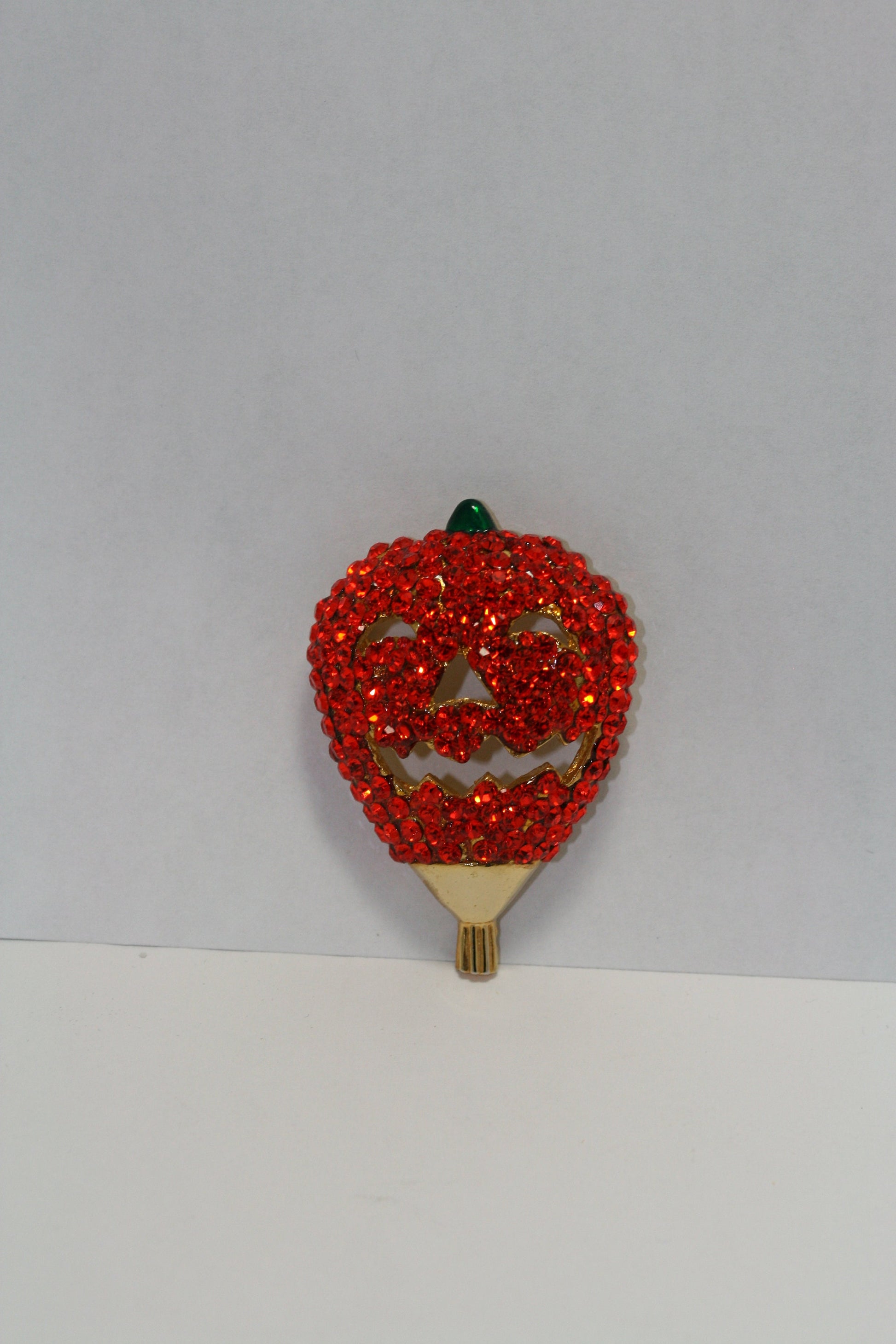 Rhinestone Orange Crystal Pumpkin Halloween Brooch Pin