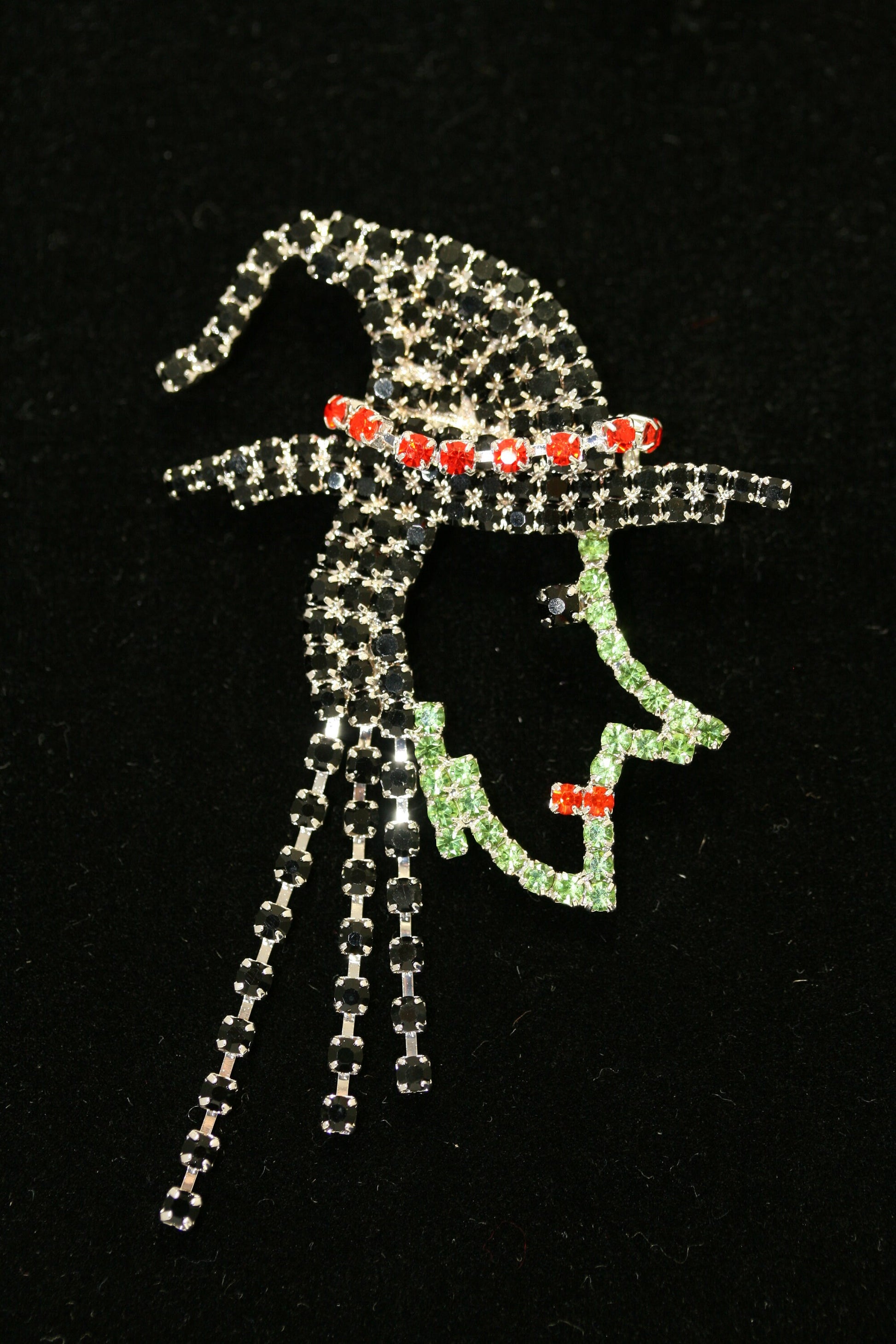 Prong Set Rhinestone Witch Western Wicked Wizard Halloween Pin Brooch, Halloween Witch Jewelry Gift