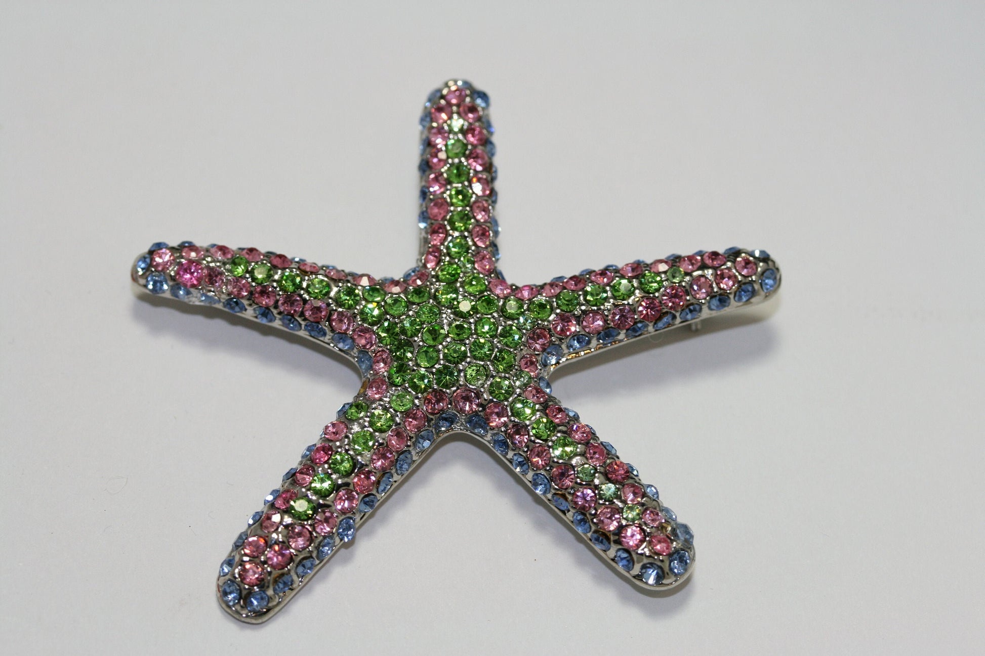 Vintage Rhinestone Silver Sea Star Brooch, Starfish Brooch, Vintage Jewelry, Wedding Brooch