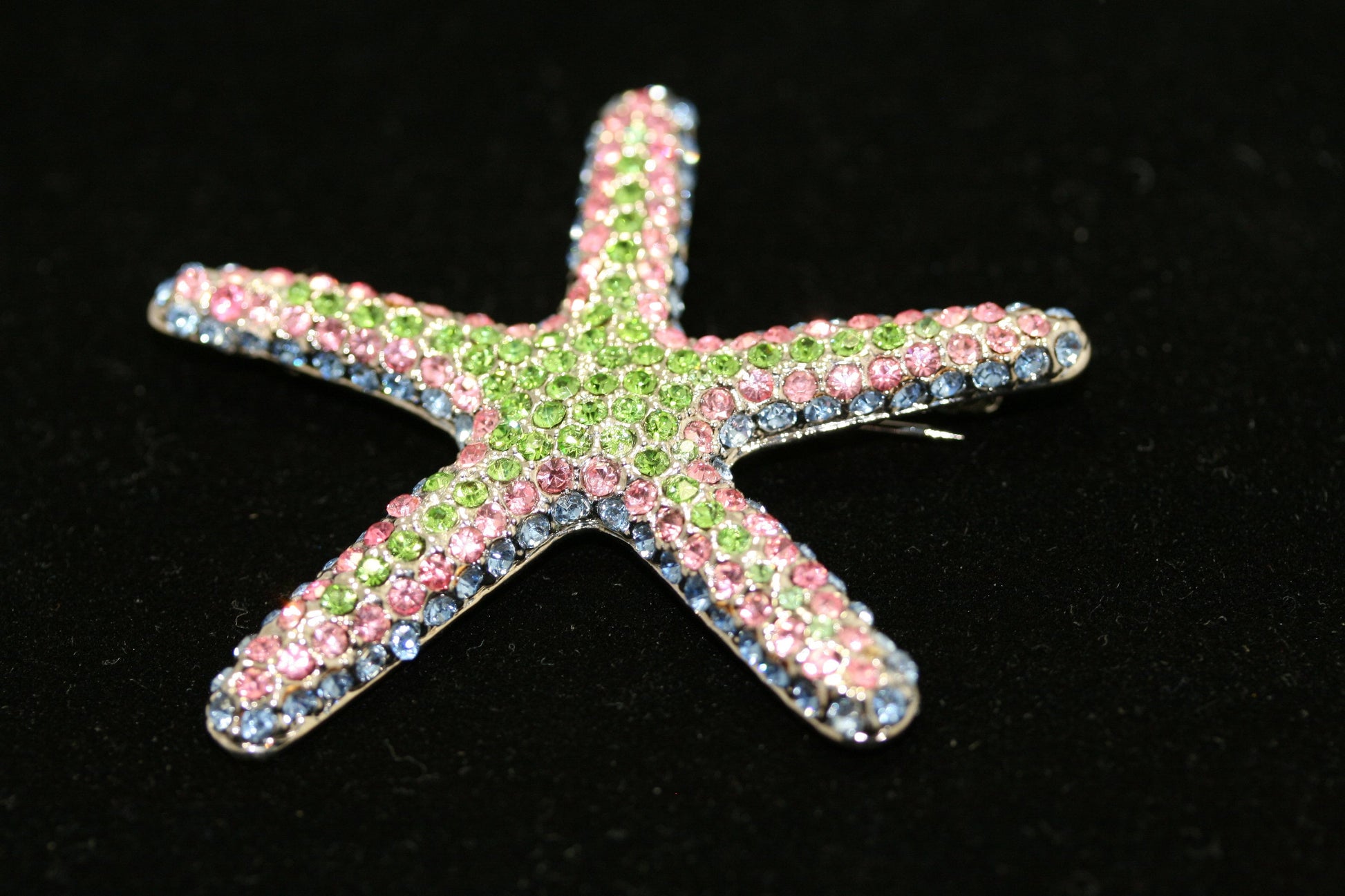 Vintage Rhinestone Silver Sea Star Brooch, Starfish Brooch, Vintage Jewelry, Wedding Brooch